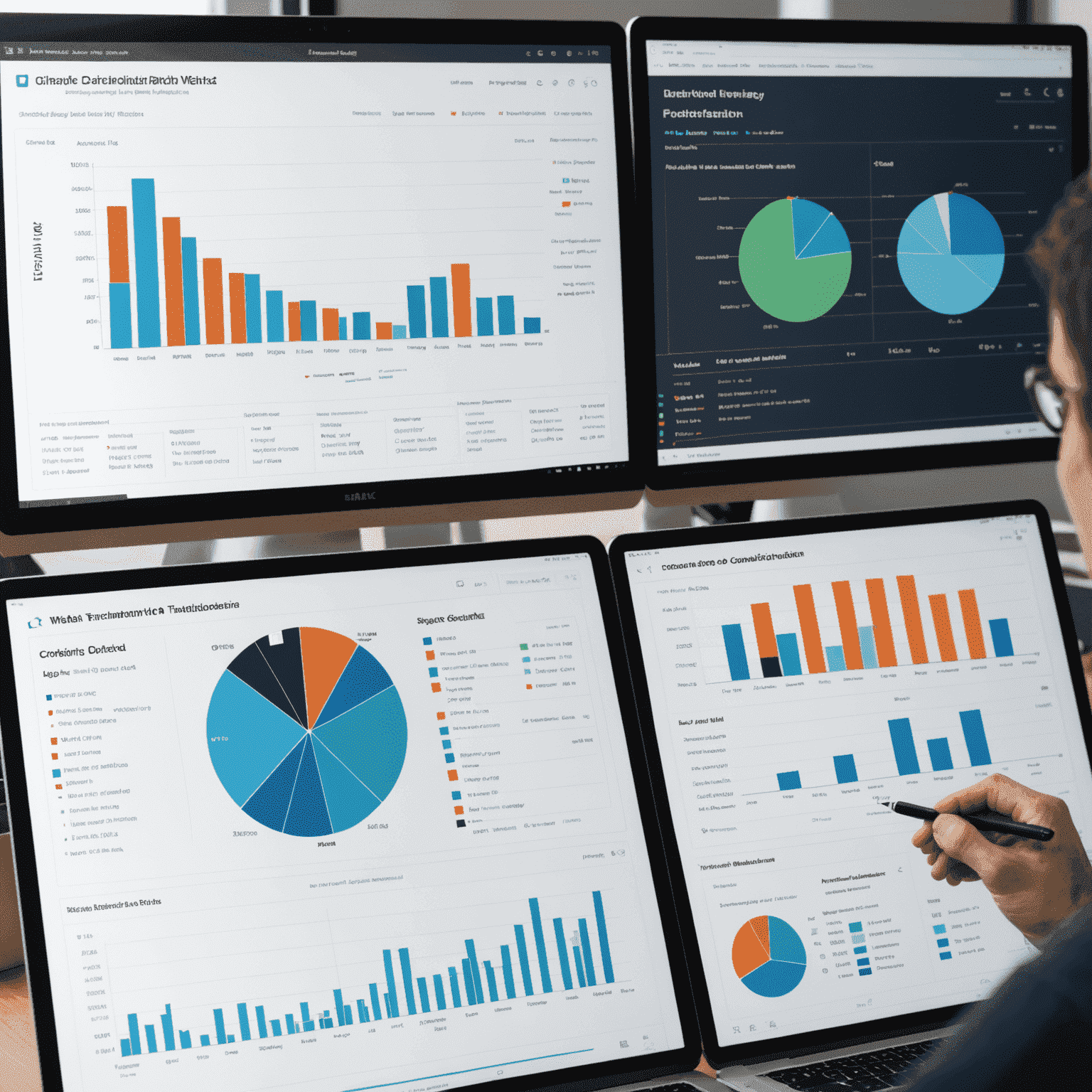 A split-screen image showing traditional data charts on one side and AI-enhanced predictive visualizations on the other, highlighting the contrast in clarity and detail